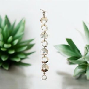 Hammered Sterling silver toggle clasp bracelet, made in Mexico